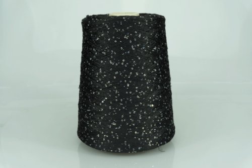 COFIL S.R.L.  Art. PAILLETTES  Col. 7602 NERO ( Чёрный с голографическими пайетками )  Состав: 100% Полиэстер ( PL ).  Метраж пряжи: 780м/100гр. ( 7800 ) 